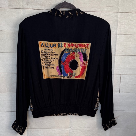 Vintage Carole Little Black and Gold Textured Jacket 8 petite - Picture 6 of 7